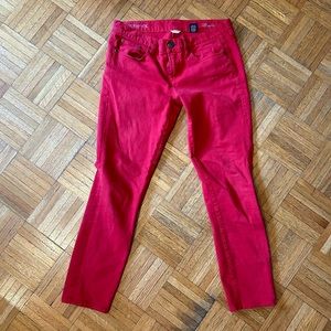 J Crew red toothpick jeans